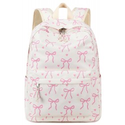 Backpack for Girls School Backpacks Bookbags for Elementary Middle School Women's Laptop Backpacks (Bow tie Beige, L-17)