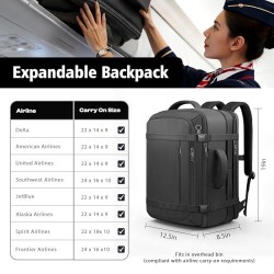 Ample Space Travel Backpack with LifetimeWarranty, Expandable Carry on Backpack with USB Cable Port, Fits 17. 3"Laptop Notebook, Water