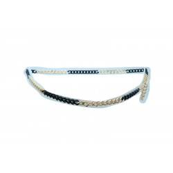 Women Fashion Belt Gold Black Color Metal Chain Links Waistband Fit Size XS S M