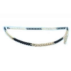Women Fashion Belt Gold Black Color Metal Chain Links Waistband Fit Size XS S M