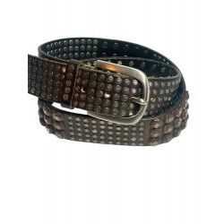 Belt Orciani de Leather marrón con tachuelas para Women pequeño 39" de largo 1,5" de ancho ¡Excelente!