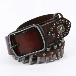 Unsex Punk Knight Belt Handmade Genuine Leather Personalized Bullet Belt