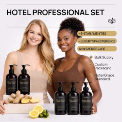certifiedHotel Vegan Keratin Nourishing Refreshing Hair & Body Care Set Oil Control Volumizing Shampoo Moisturizing Hand Body Wash 300ml