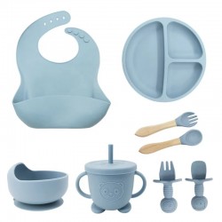 Safe Mother & Baby Newborn Silicone Tableware Set Daily Necessities with Elegant Bowls & Dinner Plates for Dining