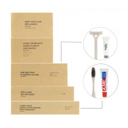 certifiedEco-friendly Hotel Amenities Kit Cheap Kraft Paper Pouch Package Hotel Guest Supplies Amenities Hygiene Set 16%