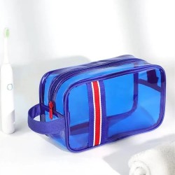 ized Modern Travel Daily Necessities Set Blue PVC Zipper Small Cosmetic Bag 16%