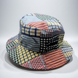 REversable Bucket Hat Patchwork plaid and Khaki Adult Men's