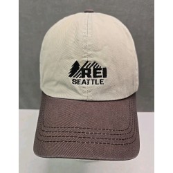 REI SEATTLE hat embroidered strap back made in Korea tree mountains logo cap