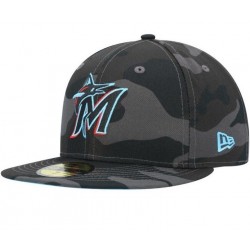 Miami Marlins Camo Dark 59FIFTY Fitted Hat Cap Size 7 3/8 Limited