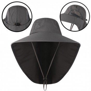 Outdoor Nylon Sun Hat UV Protection Wide Brim Bucket Hat with Earflaps
