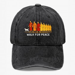 Walk For Peace Hat Buddhist Monk Peace Supporter Baseball Cap Adjustable