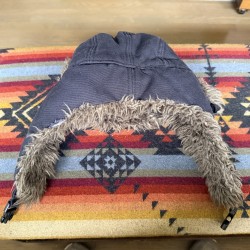 American Eagle Sherpa Lined Trapper Hat Navy Blue Khaki Men's One Size