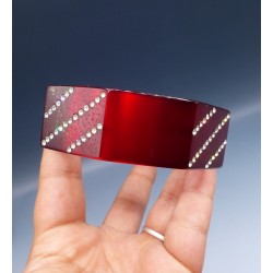 Galalite Lucite Rigid Bracelet with Rhinestones - 1970's