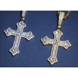 Gothic Cross Necklace for Men Iced Silver Statement Pendant (Silver And Gold)