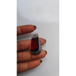 Mozambique Garnet Gemstone Handmade 925 Sterling Silver Pendant 1.80" Necklace