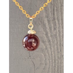 Genuine AAA Garnet Gold Necklace. Large 14mm gemstone drop pendant