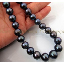9-10MM GENUINE TAHITIAN NATURAL BLACK PEARL NECKLACE 14-36 INCH