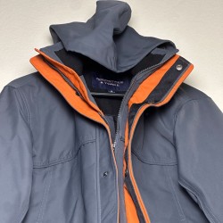 Roundtree & Yorke Hooded Zip Coat Men S Blue Jacket Outerwear Insulated Quilted