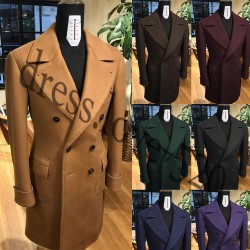Men's Long Double Breasted Wool Casual Outdoor Men's Jacket