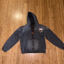 Jacket negra descolorida con Hooded Von Dutch Flying Eye XL para Men Ajuste relajado