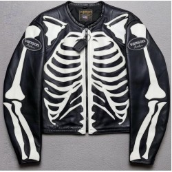 Leather Jacket Men Black White