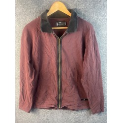 Former Mens Full Zip Jacket Burgandy Sz Medium Cotton Collared