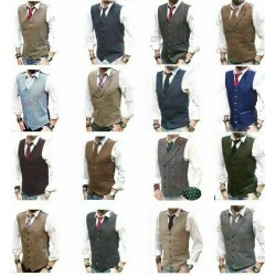 MENS WAISTCOAT WAISTCOATS - WOOL BLEND TWEED VEST JACKET GILET FORMAL Casual