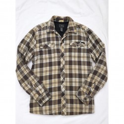 Men's Check Plaid Shirt Jacket Brown Cream Casual Shacket fit