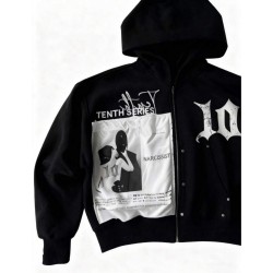 Men's large vintage Full Zip jacket Black White
