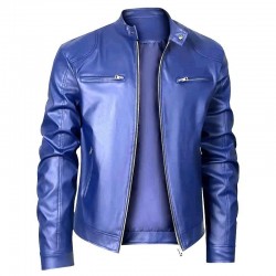 Men's leather jacket PU jacket stand collar leather jacket