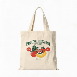 Bag de Canvas Fruit of the Spirit Christian Streetwear, Groovy Typography