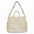 Handbag de Canvas Crema con Strap de Hombro Ajustable y Cierre de Cremallera