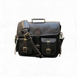 Shoulder Bag 100 % real para Women's de Leather de cabra Black para computadora Portable
