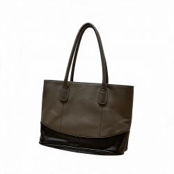 Shoulder Bag Gray Black Leather Guijarro Dos Tonos