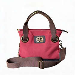 Handbag Unisex PONT-DES ARTS Canvas/Leather Crossbody Bag Cremallera Ojal Pink