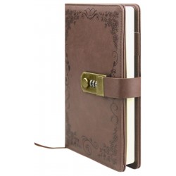Vintage Lock Diary Lined Refillable Journal Notebook PU Leather Hard Cover