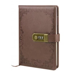 Vintage Lock Diary Lined Refillable Journal Notebook PU Leather Hard Cover
