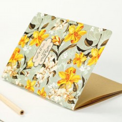 Hard Cover Classic Notebook Antique Floral Flat Daily Planner Brown Paper