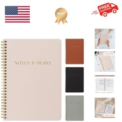Beautiful Daily Planner And Notebook With Hourly Schedule - Aesthetic Spiral