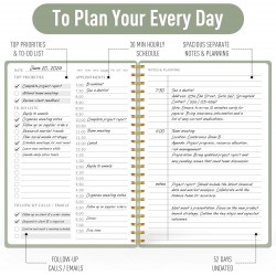 Daily Planner Undated - Simplified to Do List Notebook with Hourly Schedules, Sp