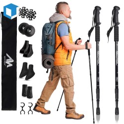 2X Telescopic Trekking Poles Collapsible Anti Shock Nordic Walking Hiking Sticks