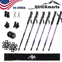 2X Telescopic Trekking Poles Collapsible Anti Shock Nordic Walking Hiking Sticks
