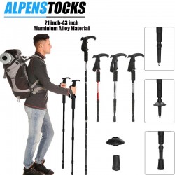 Pair of 2 Trekking Poles Walking Hiking Sticks Anti-shock Adjustable Alpenstock
