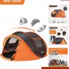 4 Person Pop Up Camping Tent Waterproof Quick Setup Orange