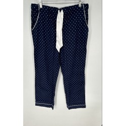 York & Co Womens Blue Cotton Polka Dot Sleepwear Pajama Pants Size Medium