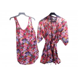 Robe de Satin floral vintage de cine Etoile y Pajamas sin cordones