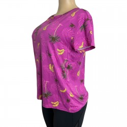 #852 Women's Small Pajama Top, Purple with Monkey Print
