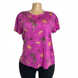 #852 Women's Small Pajama Top, Purple with Monkey Print