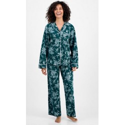 Women's 2-Pc Size Medium Cotton Flannel Pajamas Set Green