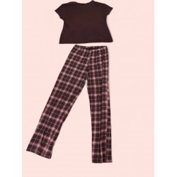 women’s cotton long summer pyjama set purple